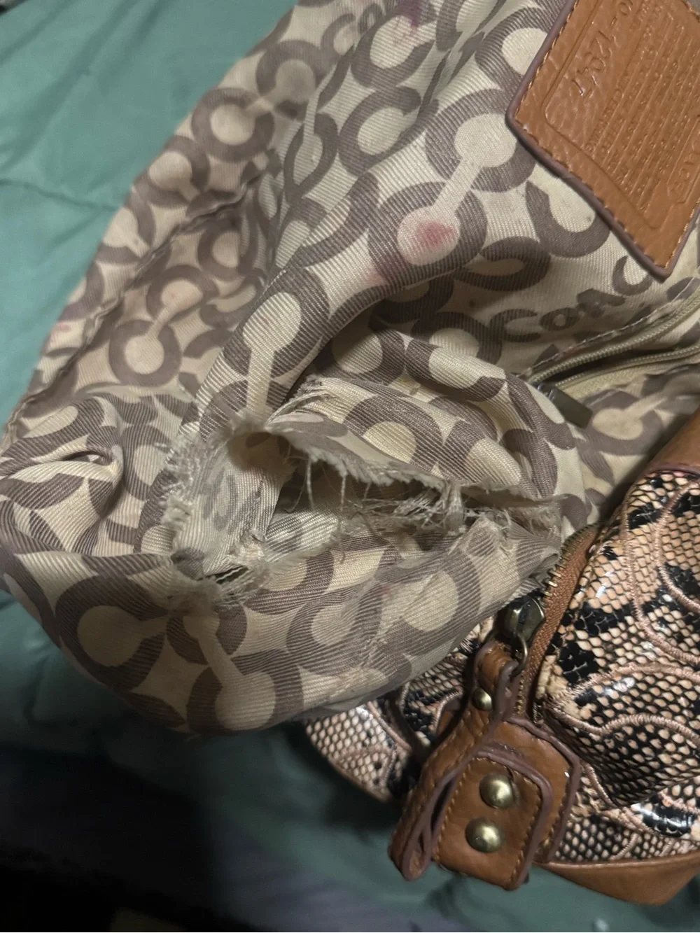Coach Tan/Brown Signature Jacquard Leather Satchel
